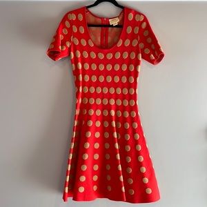 Anthropologie red/orange polka dot sweater dress